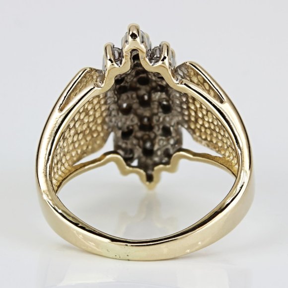 Vintage 14k Yellow Gold Diamond Cluster Cocktail Ring Band - Picture 4 of 9